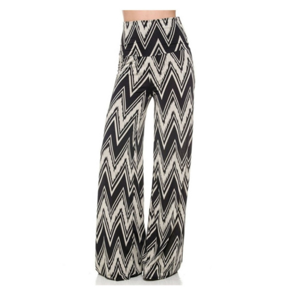 Superline Black & Grey Chevron Palazzo Pants